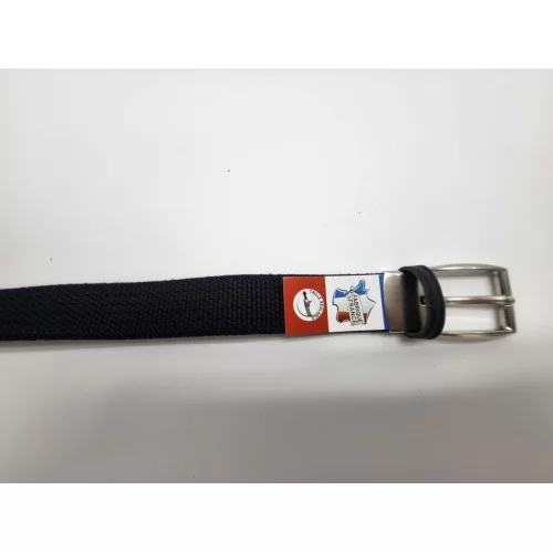 Ceinture en cuir de vachette véritable noir et tissus élastique