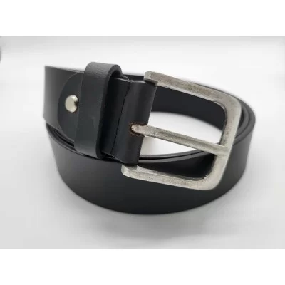 Ceinture en cuir de buffle véritable couleur noire boucle métallique