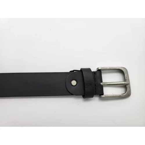 Ceinture en cuir de buffle véritable couleur noire boucle métallique