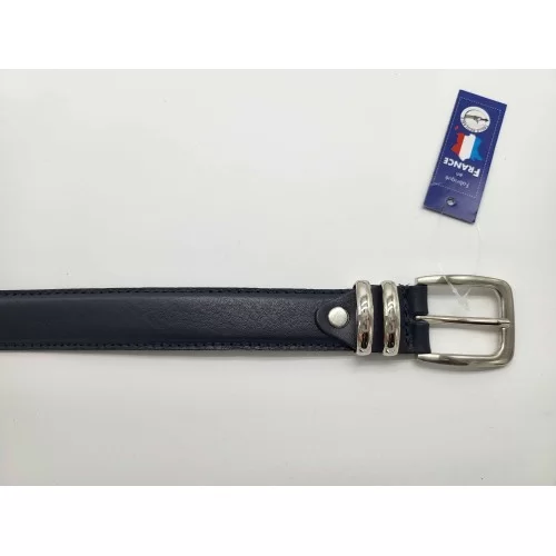 Ceinture en cuir de vachette noir embout et boucle métallique