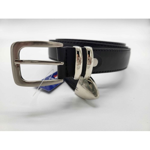 Ceinture en cuir de vachette véritable couleur noire boucle métallique