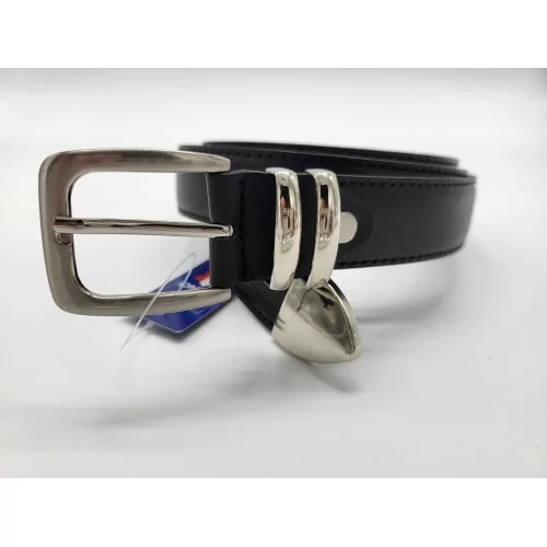 Ceinture en cuir de vachette véritable couleur noire boucle métallique