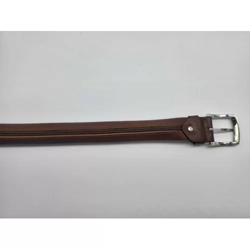 Ceinture porte billets de banque cachés en cuir véritable de vachette marron souple