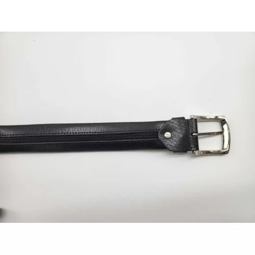 Ceinture porte billets caché en cuir de vachette souple noir