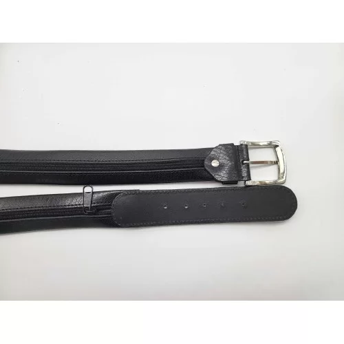 Ceinture porte billets caché en cuir de vachette souple noir