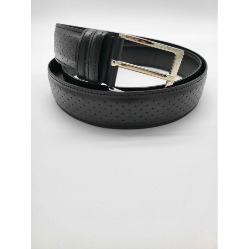 Ceinture cuir de vachette noir imprimé