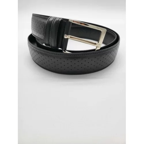 Ceinture cuir de vachette noir imprimé