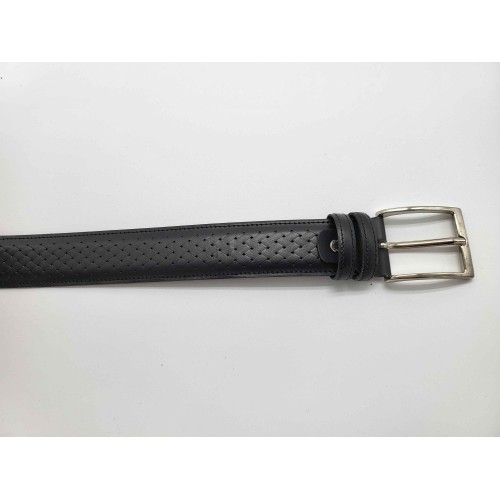 Ceinture cuir de vachette noir imprimé