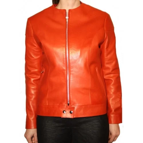 Blouson cuir agneau plongé rouge modèle Elvira