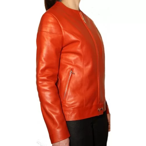 Blouson cuir agneau plongé rouge modèle Elvira
