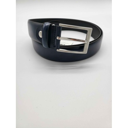 Ceinture en  cuir de vachette couleur bleu marine brillant