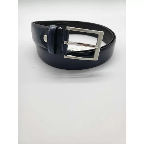 Ceinture en cuir de vachette couleur bleu marine brillant