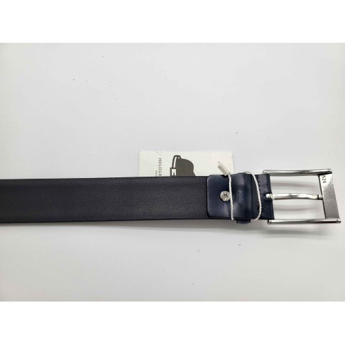 Ceinture en  cuir de vachette couleur bleu marine brillant