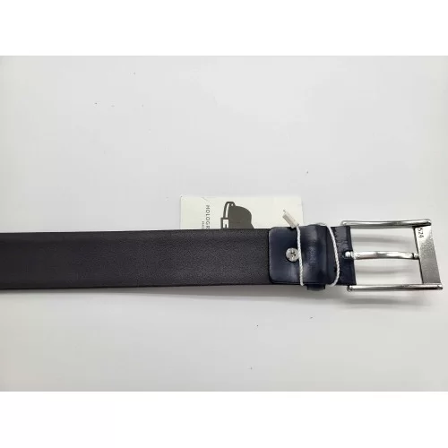 Ceinture en cuir de vachette couleur bleu marine brillant