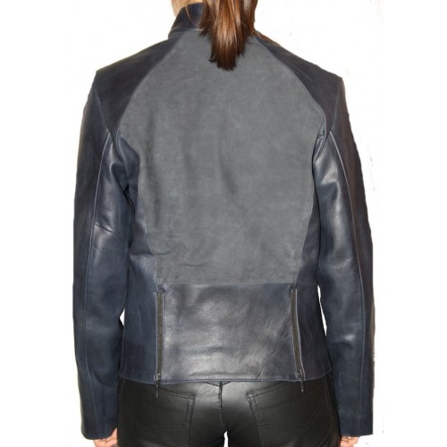 Blouson cuir modèle Zalia bimatière agneau et agneau velours façon daim