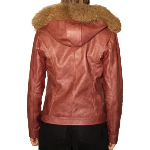 Blouson cuir de vachette sauvage col bords renard modèle Gael