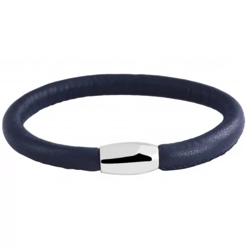Bracelet simple tour de poignet, fermoir aimanté en métal agneau bleu marine