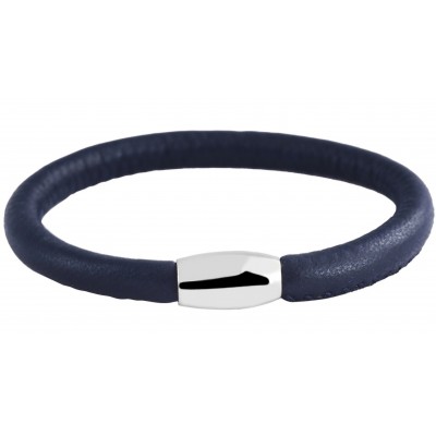Bracelet simple tour de poignet, fermoir aimanté en métal agneau bleu marine