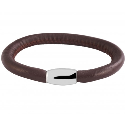 Bracelet simple tour de poignet, fermoir aimanté en métal agneau chocolat