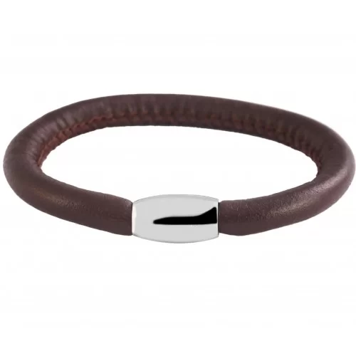 Bracelet simple tour de poignet, fermoir aimanté en métal agneau chocolat