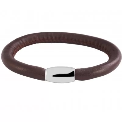 Bracelet simple tour de poignet, fermoir aimanté en métal agneau chocolat
