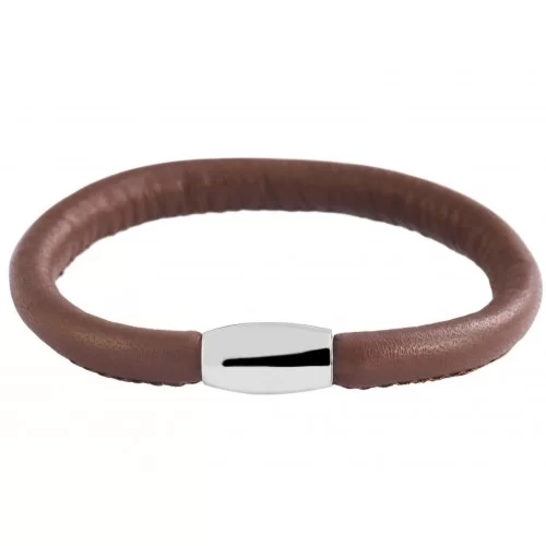 Bracelet simple tour de poignet, fermoir métal aimanté agneau marron clair