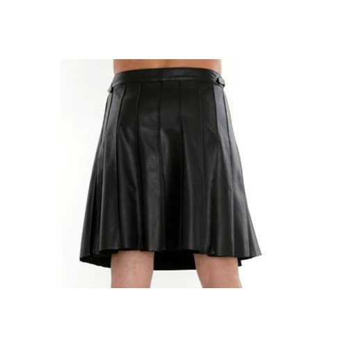 Kilt en cuir d'agneau noir modèle Léonardo