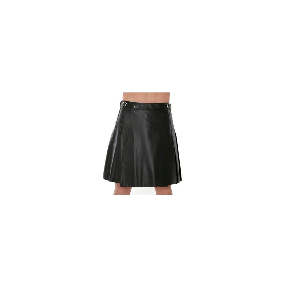 Kilt en cuir d'agneau noir modèle Léonardo
