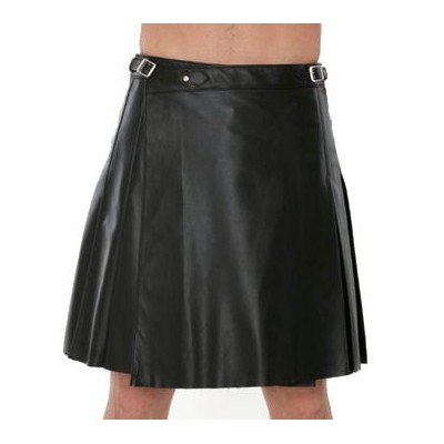 Kilt en cuir d'agneau noir modèle Léonardo