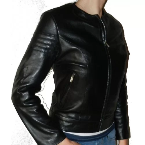 Blouson cuir agneau plongé noir modèle Atia
