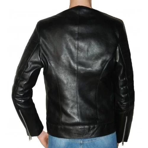 Blouson cuir agneau plongé noir modèle Atia