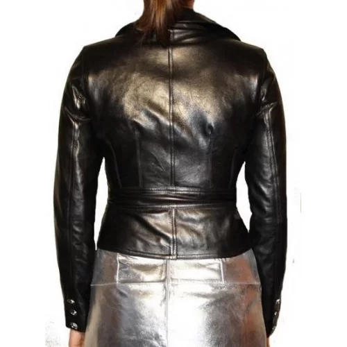 Veste en cuir d'agneau plongé noir modèle Bella