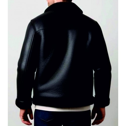 Man leather shirt color black model Bono