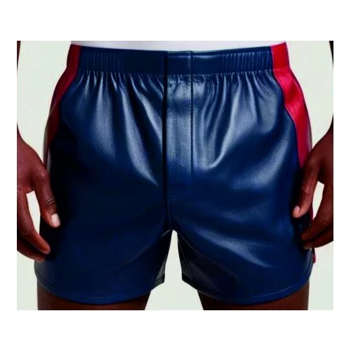 Boxer caleçon en cuir d'agneau tricolore bleu blanc rouge ceinture élastiquée modèle Zelaxe
