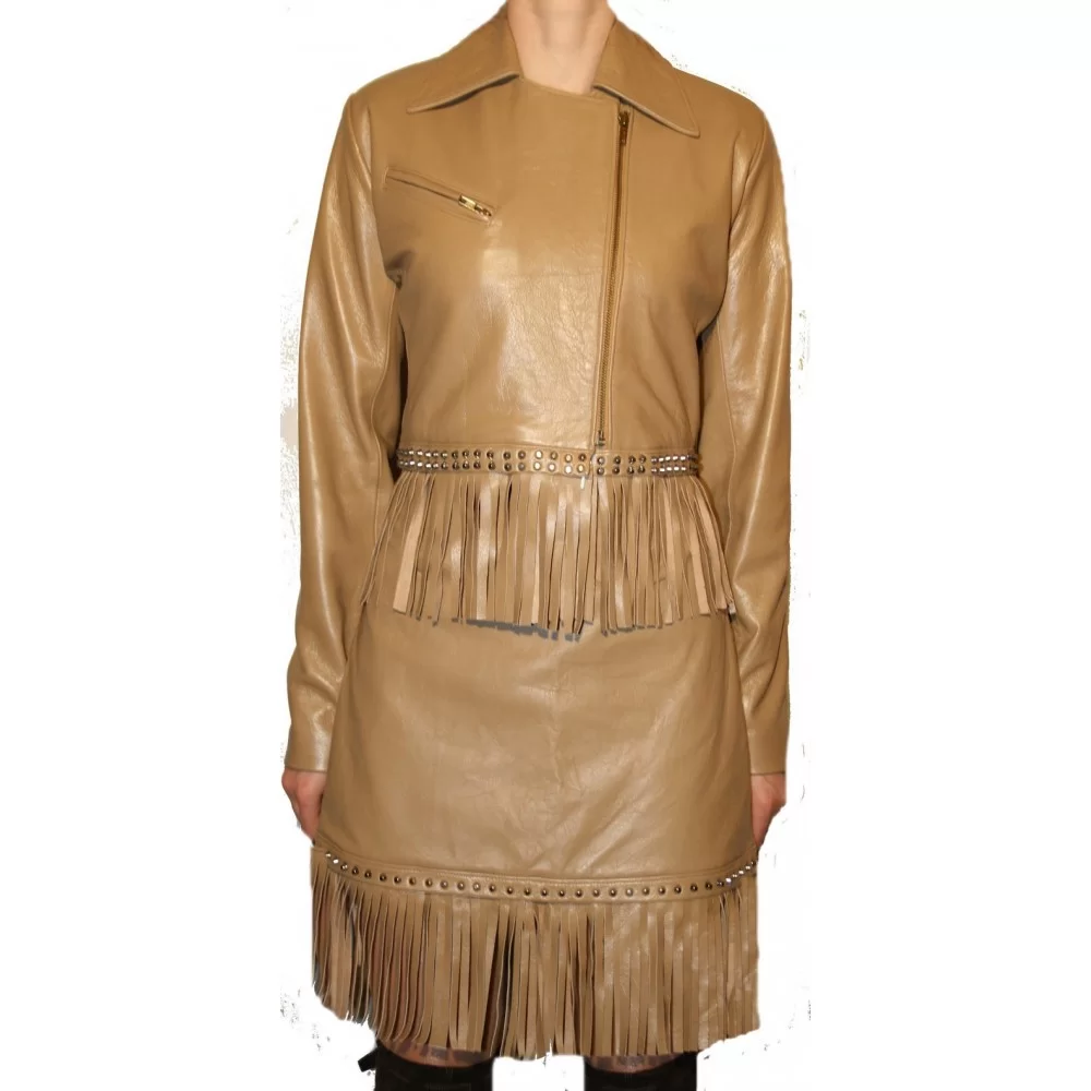 Veste courte en agneau couleur beige modèle Jessie