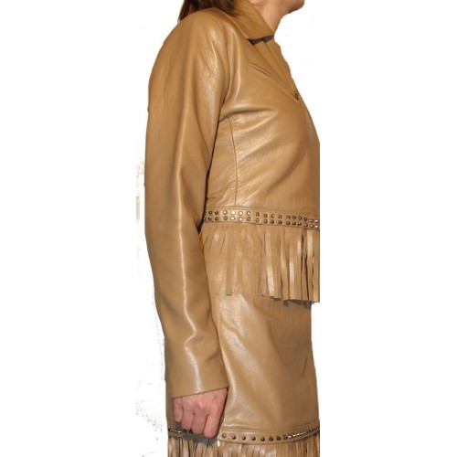 Veste courte en agneau couleur beige modèle Jessie