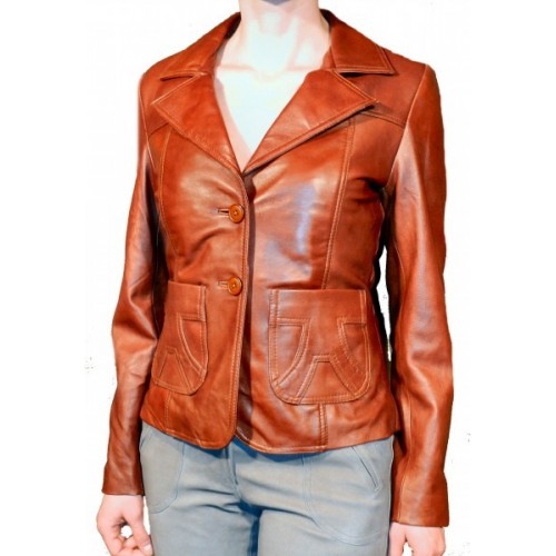 Veste en cuir d'agneau gold modèle Erin