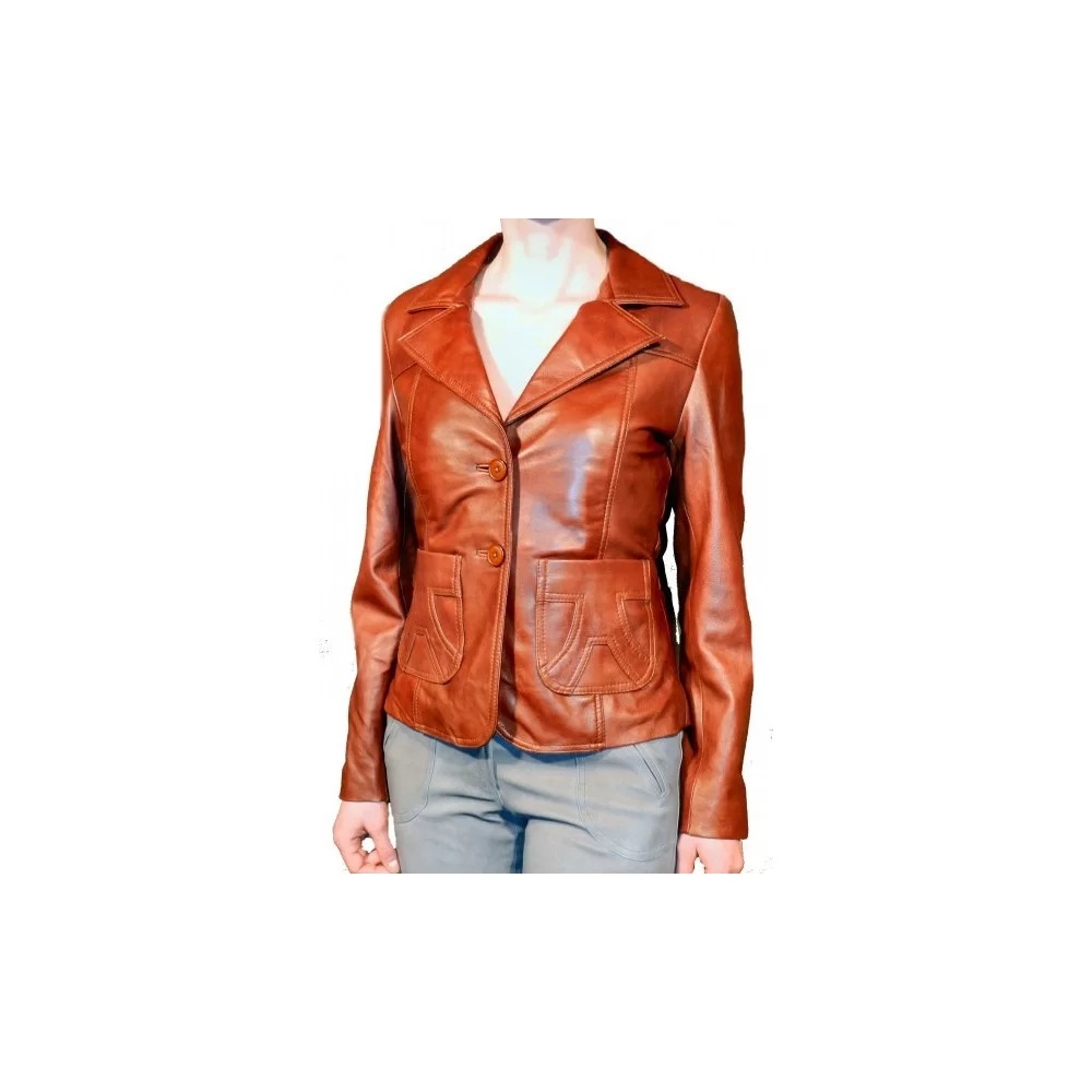 Veste en cuir d'agneau gold modèle Erin