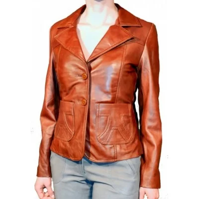 Veste en cuir d'agneau gold modèle Erin