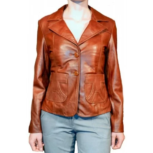 Veste en cuir d'agneau gold modèle Erin