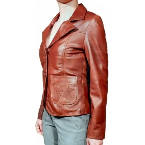 Veste en cuir d'agneau gold modèle Erin