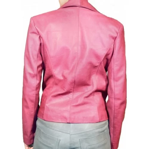 Veste cuir de vachette plongée rose modèle Lenka