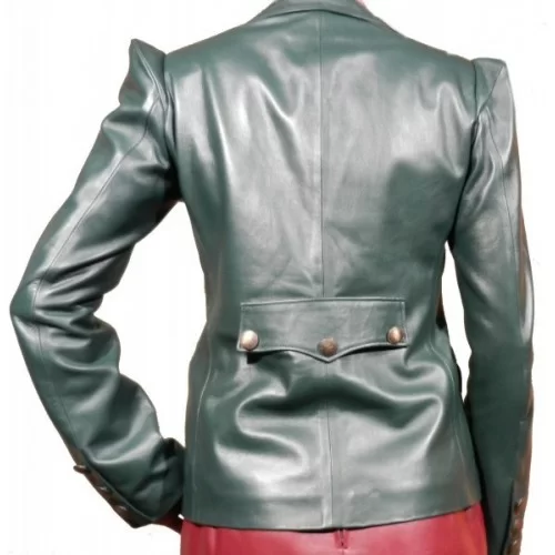 Veste cuir d'agneau plongé vert modèle Pussy