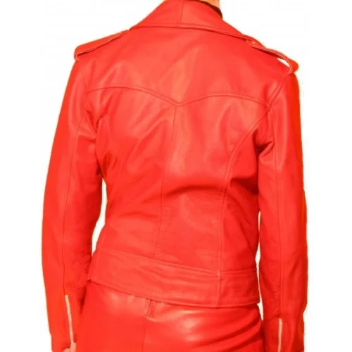 Blouson perfecto femme modèle Passy couleur rouge vachette plongé