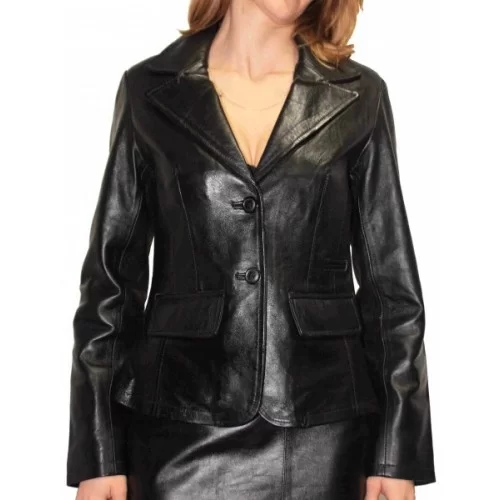 Veste cuir agneau noir modèle Adele