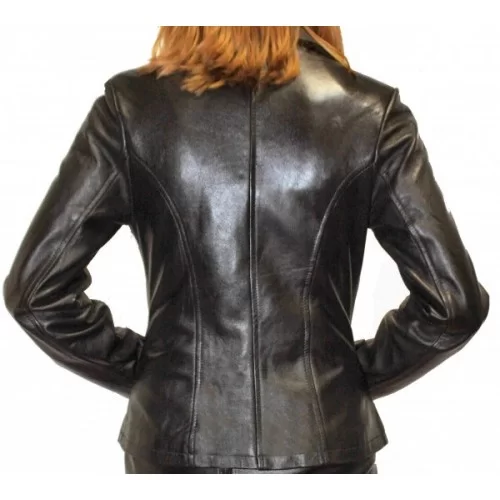 Veste cuir agneau noir modèle Adele