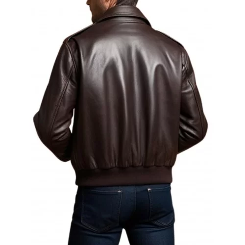 Blouson aviateur type fly américain coupe ajustée homme cuir marron modèle Flyppe
