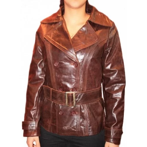 Veste cuir de vachette vintage marron modèle Nata