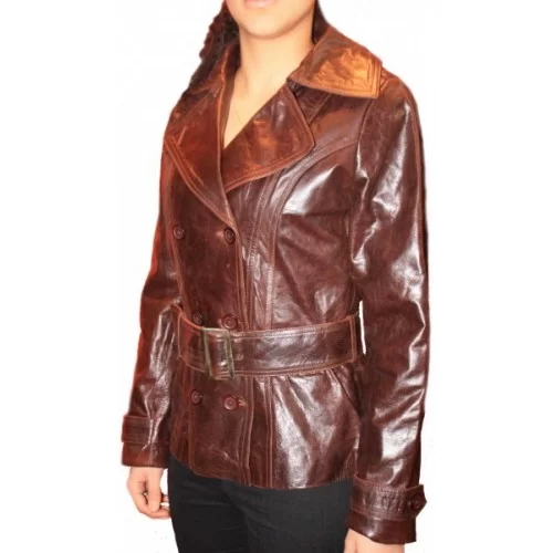 Veste cuir de vachette vintage marron modèle Nata