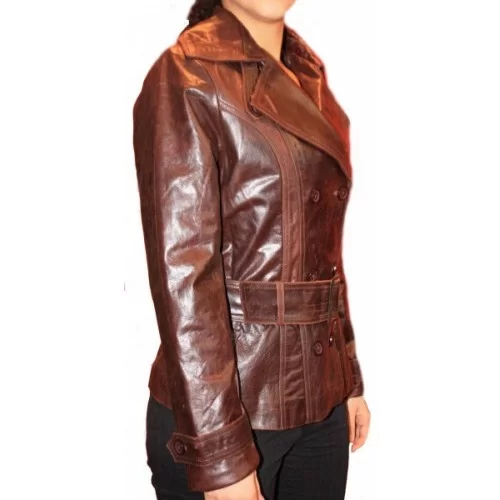 Veste cuir de vachette vintage marron modèle Nata